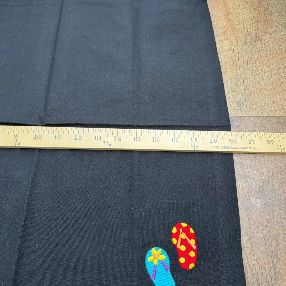 Set of 8 Vintage Placemats and 8 Napkins Black Cotton Flip Flops